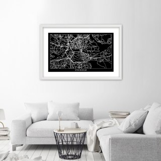 Plakat w białej ramie - Plan miasta Sztokholm