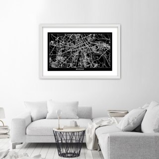 Plakat w białej ramie - Plan miasta Warszawa