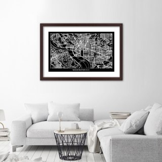 Plakat w brązowej ramie - Plan miasta Waszyngton