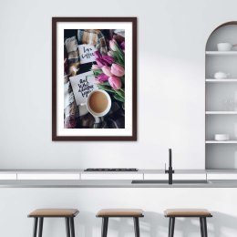 Plakat w brązowej ramie - Poranek przy kawie