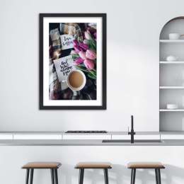 Plakat w czarnej ramie - Poranek przy kawie