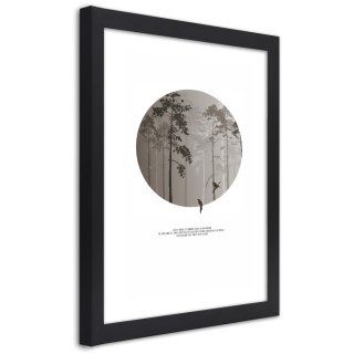 Plakat w czarnej ramie - Ptaki w lesie
