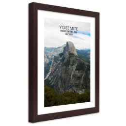 Plakat w brązowej ramie - Skała w Parku Narodowym Yosemite