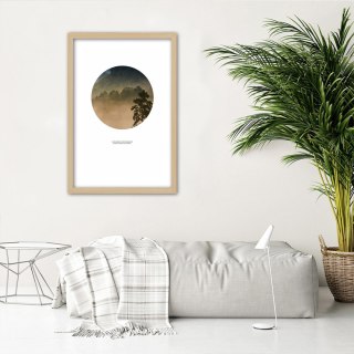 Plakat w drewnianej ramie - Las w kole