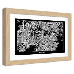 Plakat w drewnianej ramie - Plan miasta Ateny