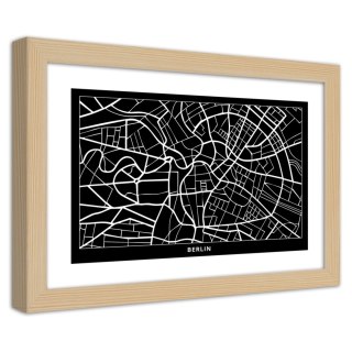 Plakat w drewnianej ramie - Plan miasta Berlin
