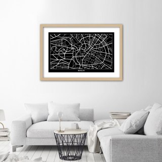 Plakat w drewnianej ramie - Plan miasta Berlin