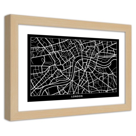 Plakat w drewnianej ramie - Plan miasta Londyn