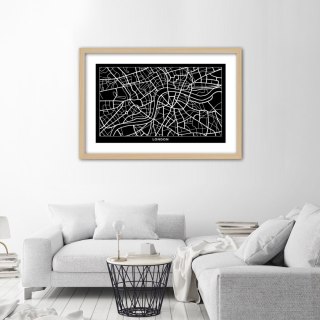 Plakat w drewnianej ramie - Plan miasta Londyn