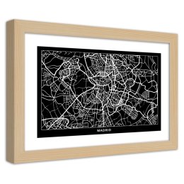 Plakat w drewnianej ramie - Plan miasta Madryt