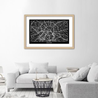 Plakat w drewnianej ramie - Plan miasta Moskwa