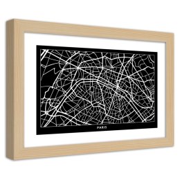 Plakat w drewnianej ramie - Plan miasta Paryż