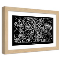 Plakat w drewnianej ramie - Plan miasta Warszawa