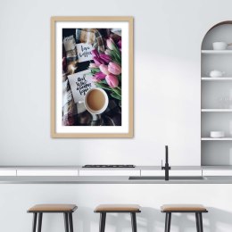 Plakat w drewnianej ramie - Poranek przy kawie