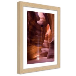Plakat w drewnianej ramie - Promienie słońca w jaskini