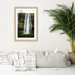Plakat w drewnianej ramie - Wodospad w zielonych górach
