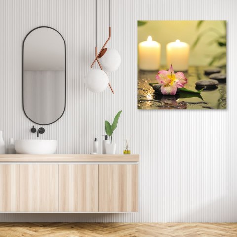 Obraz na płótnie - Świece i orchidea zen Obraz na płótnie - Świece i orchidea zen