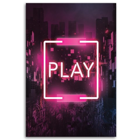 Obraz na płótnie - Różowy napis PLAY dla gracza Obraz na płótnie - Różowy napis PLAY dla gracza