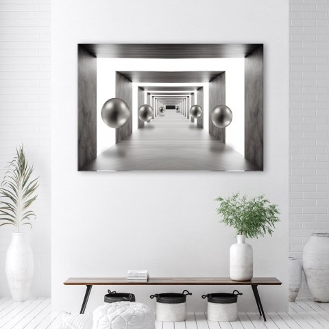 Obraz na płótnie - Tunel srebrne kule 3D Obraz na płótnie - Tunel srebrne kule 3D