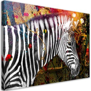 Obraz na płótnie - Zebra na kolorowym tle