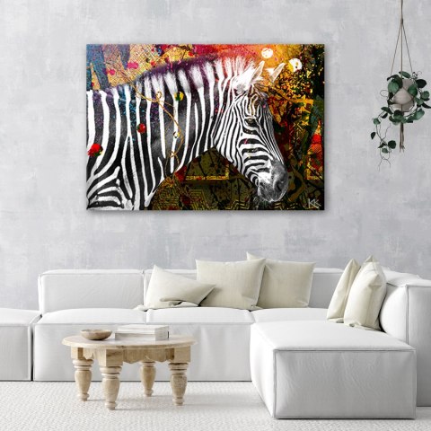 Obraz na płótnie - Zebra na kolorowym tle Obraz na płótnie - Zebra na kolorowym tle