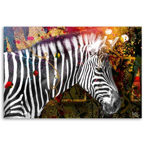 Obraz na płótnie - Zebra na kolorowym tle Obraz na płótnie - Zebra na kolorowym tle