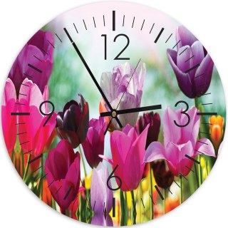 Zegar Obraz -  Kolorowe tulipany