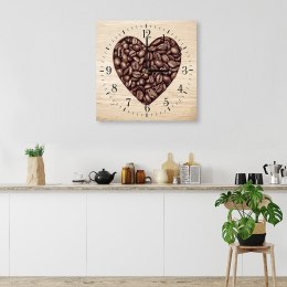 Zegar Obraz -  Serce z ziaren kawy