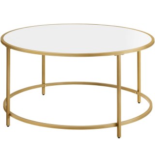 STOLIK KAWOWY AURELIA, LAWA, OKRĄGŁY, BIAŁY, ZŁOTY, LOFT, DO SALONU, 84 CM