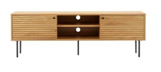 SZAFKA RTV LOFT, 120 CM, CZARNY METAL, DĄB, DO SALONU, ELEGANCKA, PÓŁKI