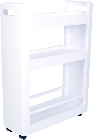 SZAFKA NA KÓŁKACH MINIMA, REGAŁ MOBILNY, BIAŁA, WĄSKA, DO ŁAZIENKI, KUCHNI