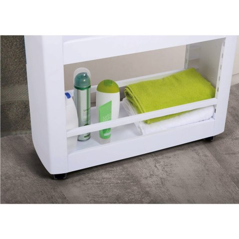 SZAFKA NA KÓŁKACH MINIMA, REGAŁ MOBILNY, BIAŁA, WĄSKA, DO ŁAZIENKI, KUCHNI