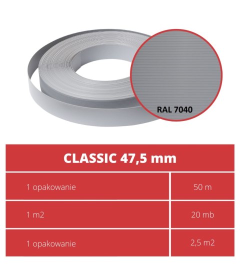 Taśma ogrodzeniowa 50mb Thermoplast CLASSIC LINE 4,75cm SZARA Taśma ogrodzeniowa 50mb Thermoplast CLASSIC LINE 4,75cm SZARA