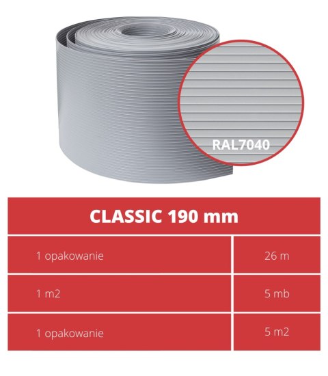 Taśma ogrodzeniowa ROLKA 26mb CLASSIC 19cm PROTECTO SZARA Taśma ogrodzeniowa ROLKA 26mb CLASSIC 19cm PROTECTO SZARA