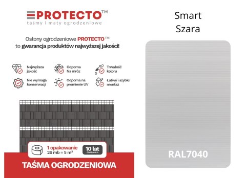 Taśma ogrodzeniowa ROLKA 26mb SMART 19cm PROTECTO SZARA Taśma ogrodzeniowa ROLKA 26mb SMART 19cm PROTECTO SZARA