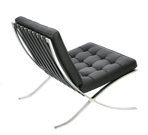 ELEGANCKI FOTEL BARCELONA, CZARNA SKÓRA NATURALNA, CHROMOWANE NOGI