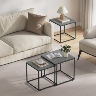STOLIK KAWOWY, ZESTAW, ŁAWA, STRUCTURA, LOFT, CZARNY, DO SALONU, 50 CM