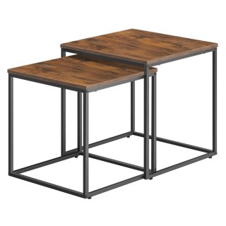 STOLIK KAWOWY ZESTAW FORGEAL, LOFT, CZARNY, DO SALONU, LAWA, DĄB, 50 CM
