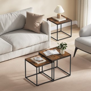 STOLIK KAWOWY ZESTAW FORGEAL, LOFT, CZARNY, DO SALONU, LAWA, DĄB, 50 CM