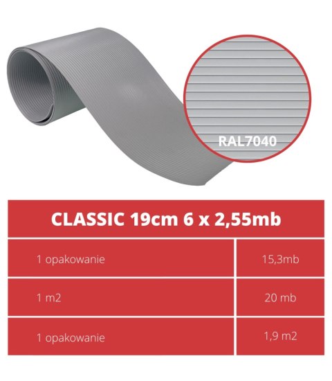 Taśma ogrodzeniowa PASKI 6 x 2,55mb CLASSIC 19cm PROTECTO SZARA + 12 klipsów GRATIS Taśma ogrodzeniowa PASKI 6 x 2,55mb CLASSIC 19cm PROTECTO SZARA + 12 klipsów GRATIS