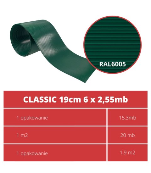 Taśma ogrodzeniowa PASKI 6 x 2,55mb CLASSIC 19cm PROTECTO ZIELONA + 12 klipsów GRATIS Taśma ogrodzeniowa PASKI 6 x 2,55mb CLASSIC 19cm PROTECTO ZIELONA + 12 klipsów GRATIS