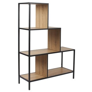 CZARNY METALOWY REGAŁ SCHODKOWY LOFT, DĄB, DO POKOJU, INDUSTRIALNY 112 CM
