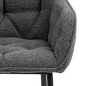 ANTRACYTOWE KRZESŁO GLAMOUR, Z PODŁOKIETNIKAMI, PIKOWANE, DO SALONU, SZARE