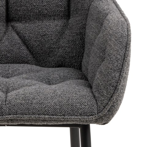 ANTRACYTOWE KRZESŁO GLAMOUR, Z PODŁOKIETNIKAMI, PIKOWANE, DO SALONU, SZARE