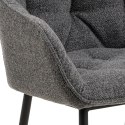 ANTRACYTOWE KRZESŁO GLAMOUR, Z PODŁOKIETNIKAMI, PIKOWANE, DO SALONU, SZARE