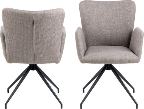 JASNE SZARE KRZESŁO OBROTOWE ELITE, JADALNA, TAPICEROWANE Z PODŁOKIETNIKAMI