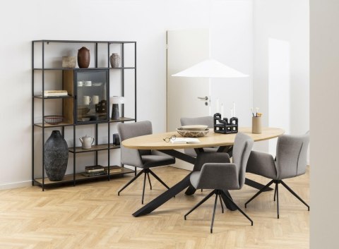 JASNE SZARE KRZESŁO OBROTOWE ELITE, JADALNA, TAPICEROWANE Z PODŁOKIETNIKAMI