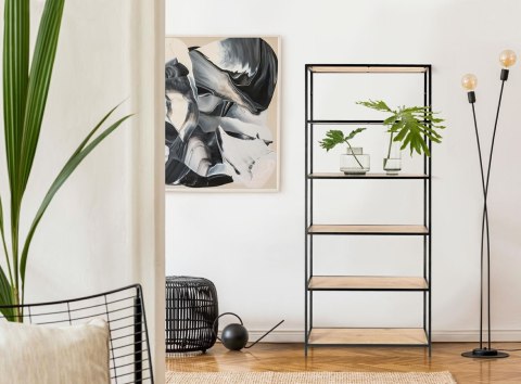 REGAŁ DENMARK, DĄB, 6 PÓŁEK, CZARNY METAL, LOFT, INDUSTRIALNY, 185 CM REGAŁ DENMARK, DĄB, 6 PÓŁEK, CZARNY METAL, LOFT, INDUSTRIALNY, 185 CM
