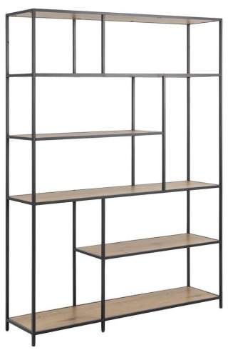 INDUSTRIALNY REGAŁ DENMARK, CZARNY METAL, DĄB, DO SALONU, LOFT 135 X 185 CM