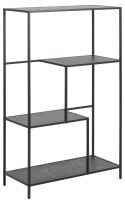 CZARNY METALOWY REGAŁ DO POKOJU, MARMUROWY, GLAMOUR LOFT, 4 PÓŁKI, 114 CM